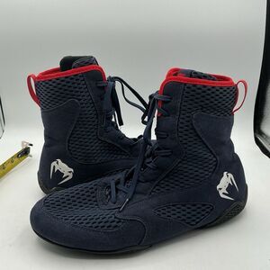 Venum Elite Boxing Shoes Navy Red Mesh High Top Men’s Size 10 EUR 43 MMA UFC